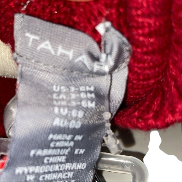 NEW TAHARI BABY FAIR ISLE KNIT SWEATER ROMPER SET• BONNET•TIGHTS•S/3-6M - Picture 11 of 12